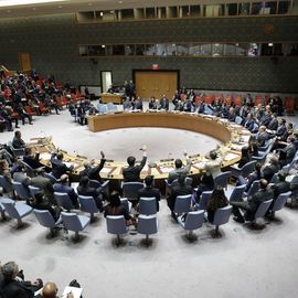 Blick auf den runden Tisch des UN-Sicherheitsrats